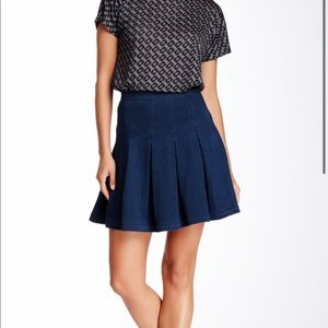 Diane Von Furstenberg Pleated Gemma Denim Skirt